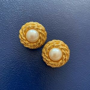 St. John Faux Pearl Clip-on Earrings
